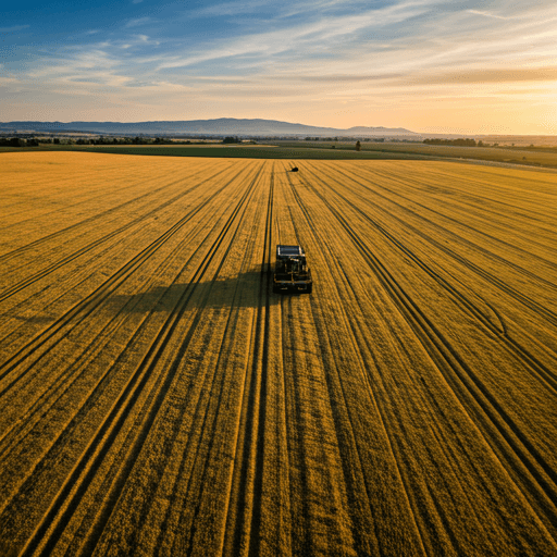 wide aerial view of vast Algerian wheat fields